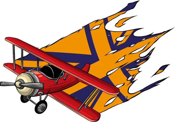 Vintage Kolorowy Samolot Wektor Ilustracji — Wektor stockowy
