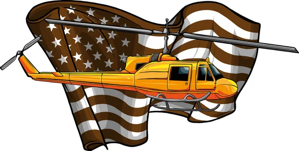 Helicóptero Vuelo Vector Ilustración Diseño — Vector de stock