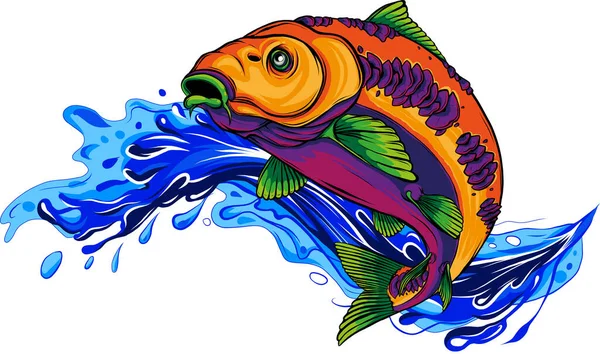 Färgad Karp Fisk Vektor Illustration — Stock vektor