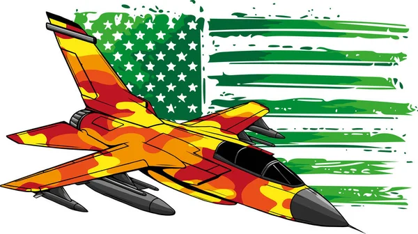 Avião Caça Militar Dos Desenhos Animados Vetor — Vetor de Stock