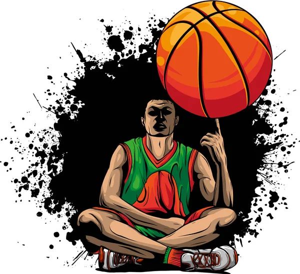 Vectorillustratie Van Basketbalspeler Bal — Stockvector
