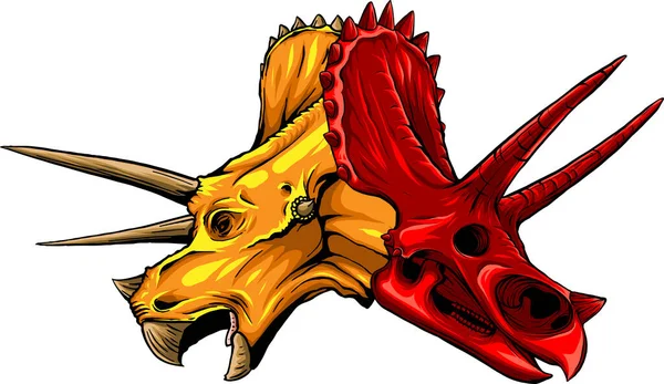 Czaszka Dinozaura Triceratopsa Ilustracja Wektora — Wektor stockowy