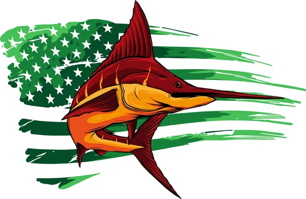 Colorido Atlântico Espadarte Marlin Vetor —  Vetores de Stock
