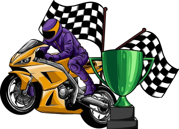 Sportbike Racer Vector Conducción Rápida — Vector de stock