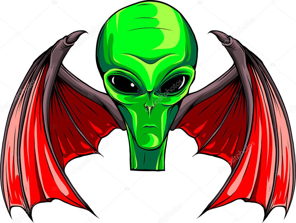 Alien head. illustration design of extraterrestrial humanoid