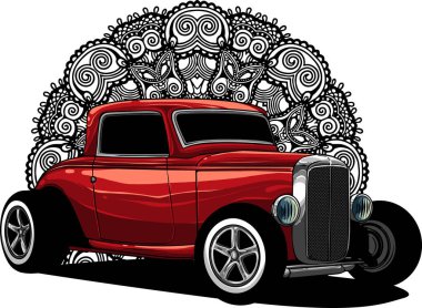 Hot rod araba vektör çiziminin çizimi
