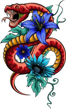 Yılanın el çizimi vektör çizimi