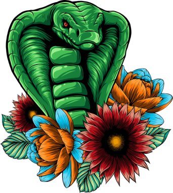 hayvan kobra başı renkli vektör illüstrasyonu