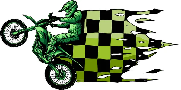 Pengendara Motorcross Mengendarai Sepeda Motorcross - Stok Vektor