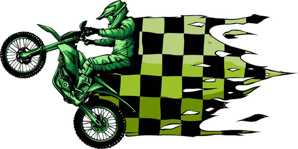 Ilustração monocromática do logotipo do piloto de moto de enduro