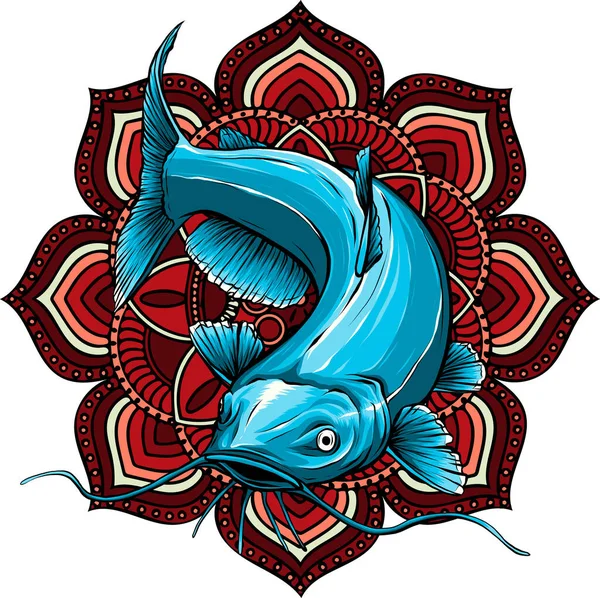 Desenhos Animados Colorido Catfish Vetor Ilustração — Vetor de Stock