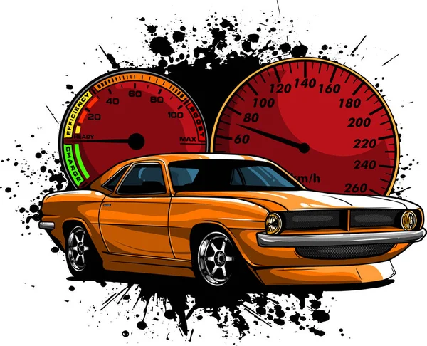 Disegno Mano Dell Illustrazione Vettoriale Dell Automobile Del Muscolo — Vettoriale Stock
