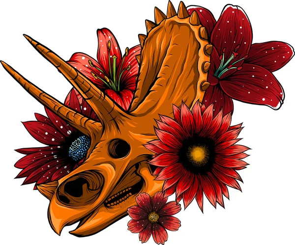 Schädel Eines Triceratops Dinosauriers Vektorillustration — Stockvektor