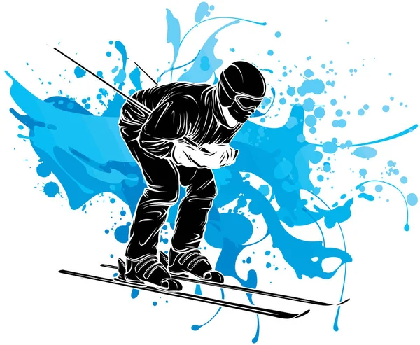 滑雪者彩绘图 — 图库矢量图片