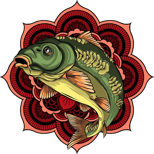 Colored Carp Fish Vector Illustration — Stock Vector