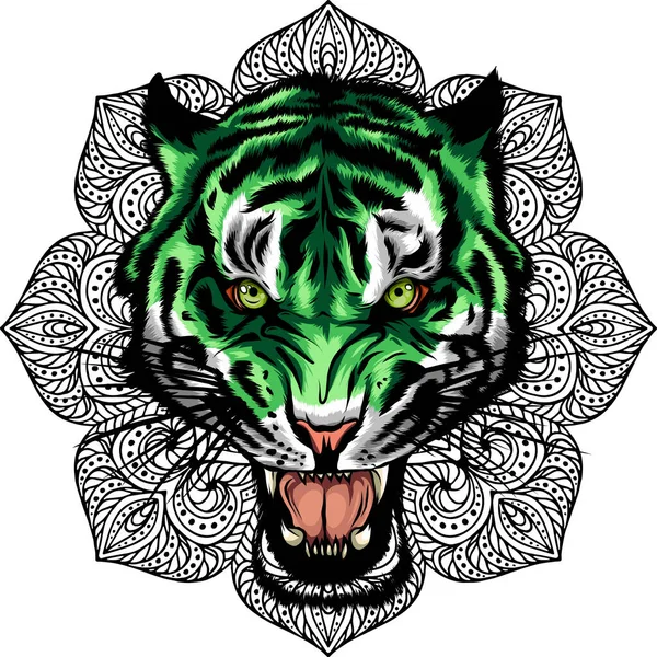 Tête Tigre Dans Style Détaillé — Image vectorielle