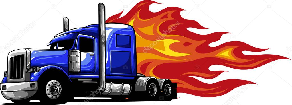 Semi truck vehicle vector illustration
