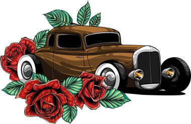 Hot rod araba vektör çiziminin çizimi