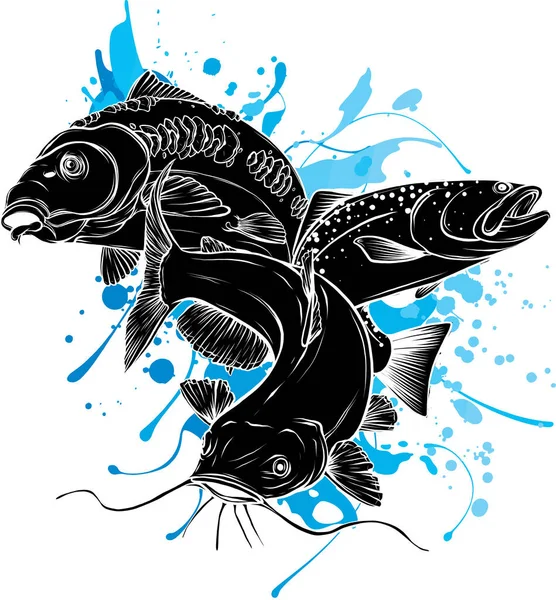 Desenhos Animados Colorido Catfish Vetor Ilustração — Vetor de Stock