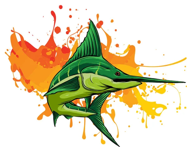 Farbiger Atlantischer Schwertfisch Marlin Vektor — Stockvektor