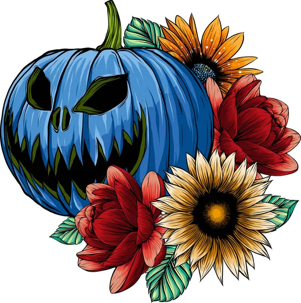 Zucca Halloween Stile Piatto Illustrazione Vettoriale — Vettoriale Stock