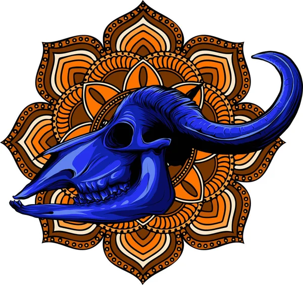 Crâne Taureau Avec Cornes Vecteur — Image vectorielle