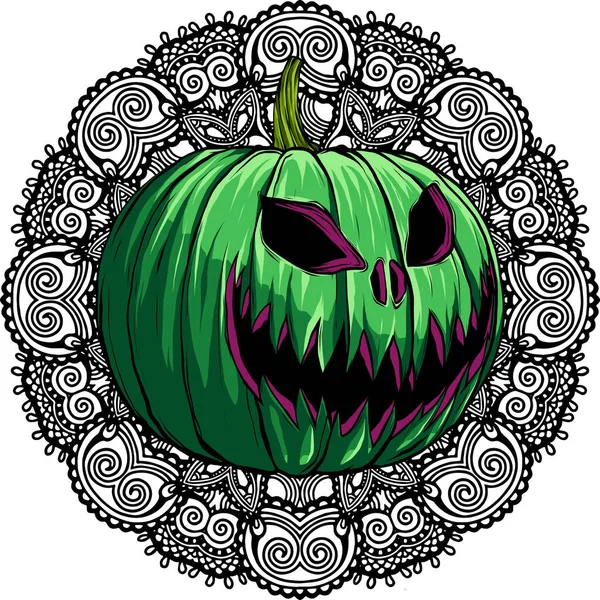 Halloween Pompoen Platte Stijl Vector Illustratie — Stockvector