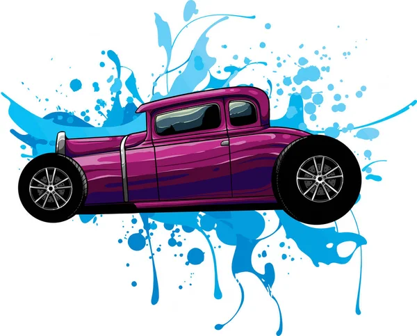 Draw Hot Rod Car Vector Illustration — Stock Vector