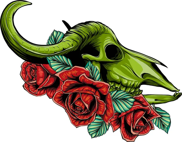 Crâne Taureau Avec Cornes Vecteur — Image vectorielle