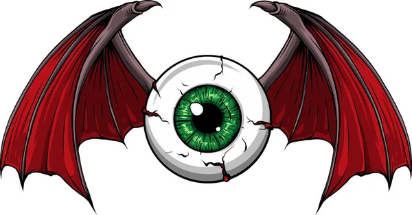 Vektorillustration Von Tattoo Flying Eyeball — Stockvektor