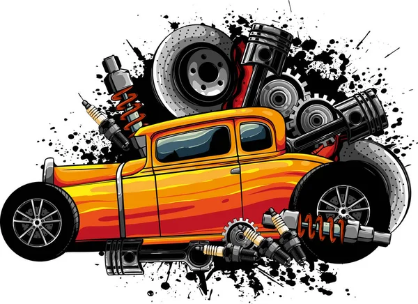 Κλήρωση Του Hot Rod Αυτοκίνητο Διανυσματική Απεικόνιση — Διανυσματικό Αρχείο