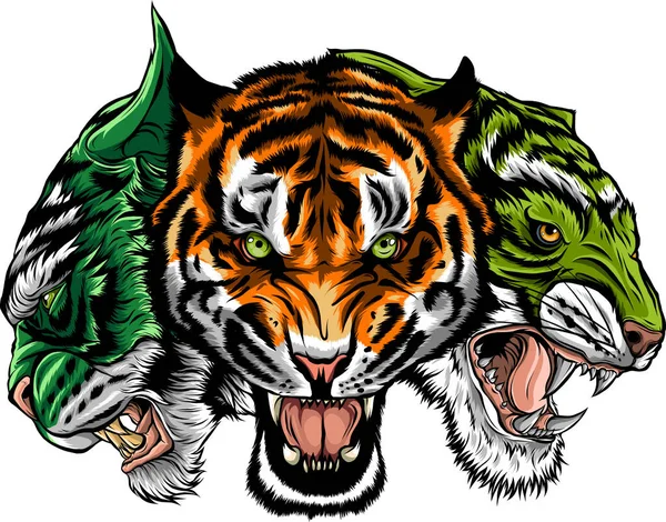 Тигровая Голова Детальном Стиле — стоковый вектор
