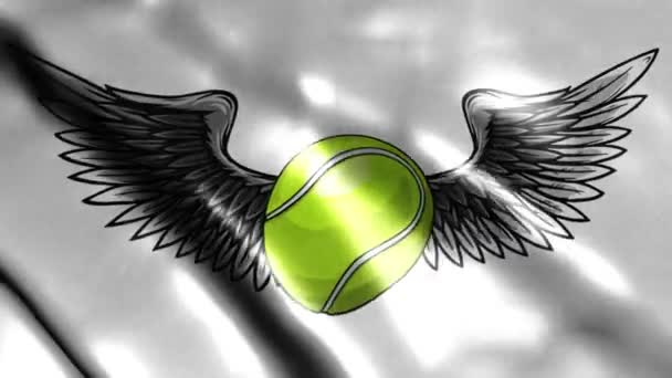 Tennisbal Met Vleugels Digitale Vlaggenvideo — Stockvideo