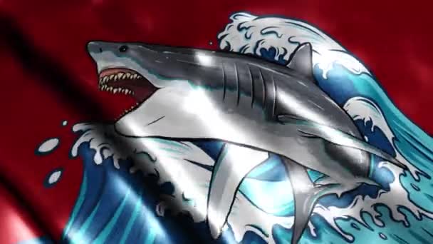 Цифрове Відео Білої Акули Прапорі — стокове відео
