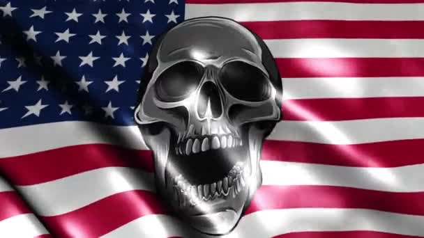 Animación Skull Bandera Usa — Vídeos de Stock