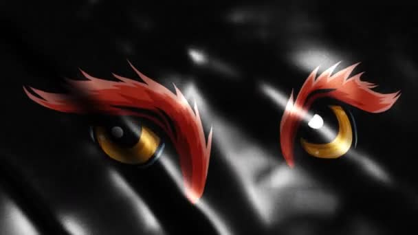 Zwierzęce Oczy Czarnej Fladze Animacja Cyfrowa — Wideo stockowe