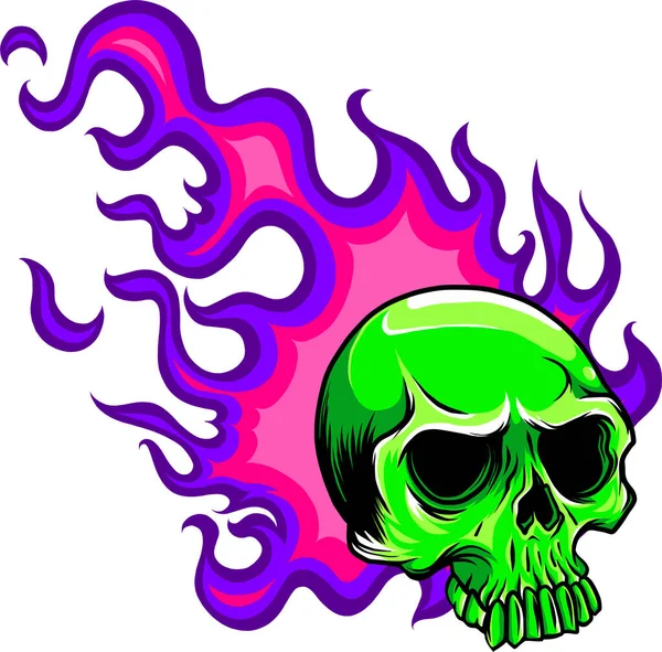Skull Fire Flames Vector — Διανυσματικό Αρχείο