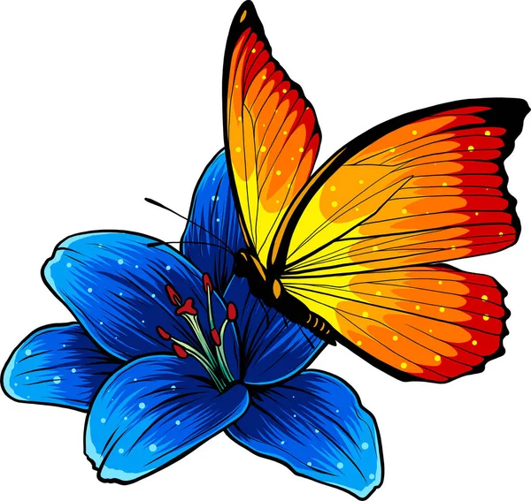 Векторна Ілюстрація Квітка Метеликом — стоковий вектор