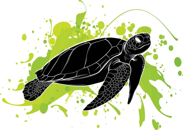 Illustration Der Meeresschildkröte Auf Dem Wasser — Stockvektor