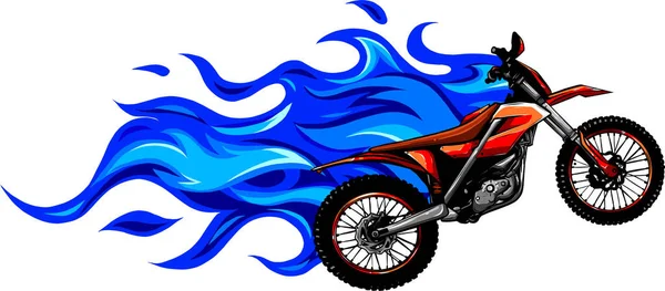 Vector Motocross Mid Air Flames — Stock Vector
