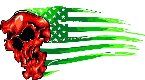 Amerikaanse Vlag Met Schedel Binnen — Stockvector