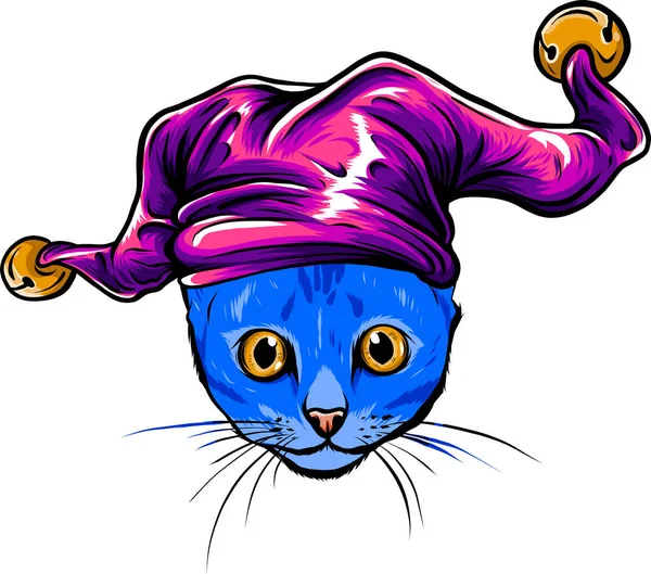 戴小丑帽的猫 — 图库矢量图片