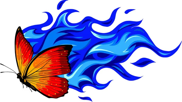 Ateşten Yapılmış Bir Kelebeğin Tasviri — Stok Vektör