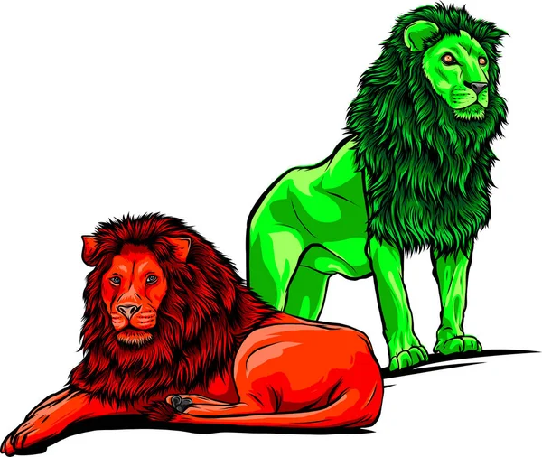Lion Illustration Vectorielle Isolée Sur Fond Blanc — Image vectorielle