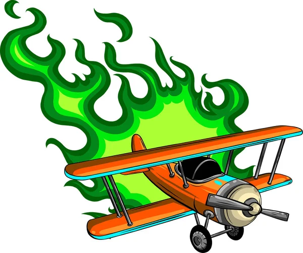 Vectorillustratie Van Het Brandende Vliegtuig — Stockvector