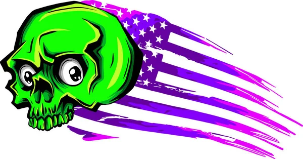 American Flag Skull Vector Illustration — Stok Vektör