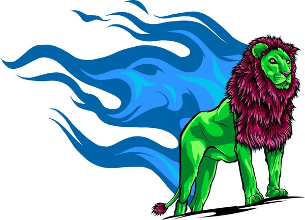 Vector Illustration Lion Flame Trail — Stockvektor