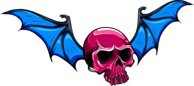 drawn skull and bat wing