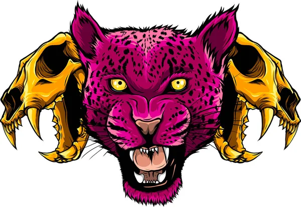 Leopard Head Vector Panthera Pardus Big Cat Wild Animal — Stockový vektor