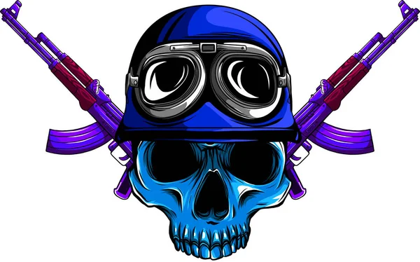 Vector Illustration Skull Helmet Soldier — Stok Vektör
